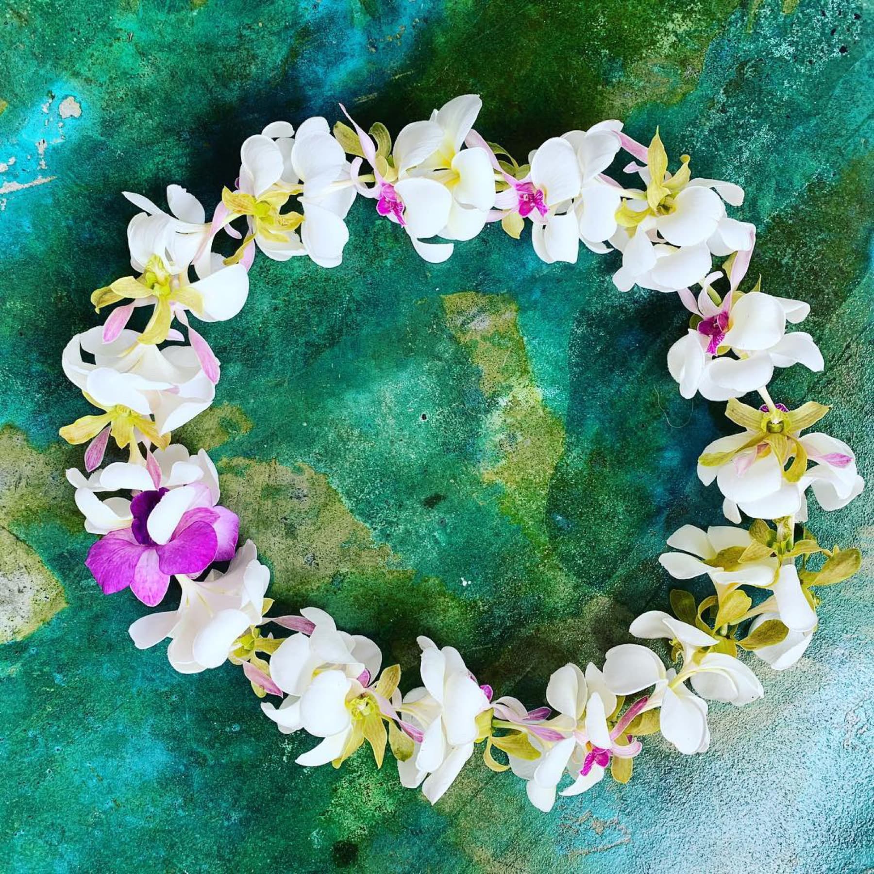 Heart-shaped orchid lei