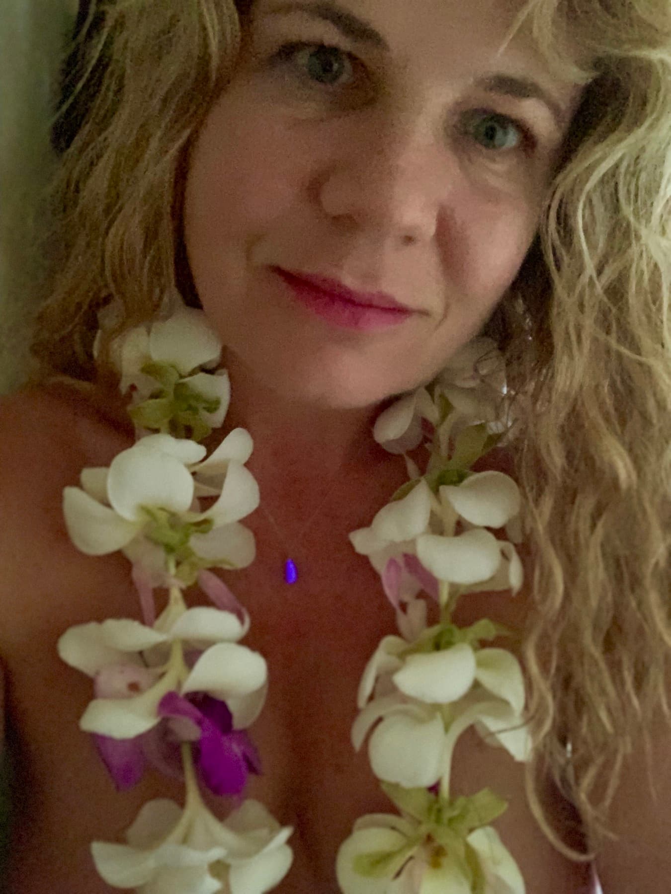 Portrait with flower lei